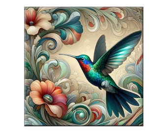 Ceramic Tile Mural - Hummingbird # 3.