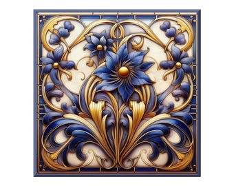 Ceramic Tile Mural - Art Nouveau #6.  Great for Kitchen Backsplashes and Custom Bathroom Tile Projects, or for Framed Art.