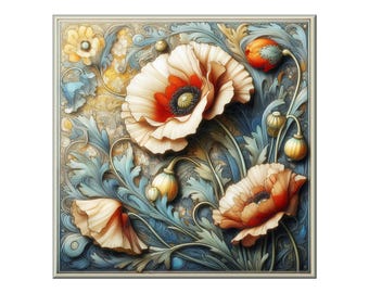 Ceramic Tile Mural - Art Nouveau # 53.  Great for Kitchen Backsplashes and Custom Bathroom Tile Projects, or for Framed Art.