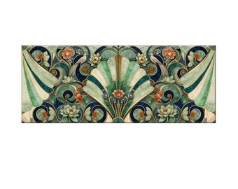 Art Nouveau Wide Format Tile Mural: Seamless Floral Design for Kitchen Walls