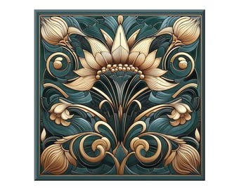 Ceramic Tile Mural - Art Nouveau #8G.  Great for Kitchen Backsplashes and Custom Bathroom Tile Projects, or for Framed Art.