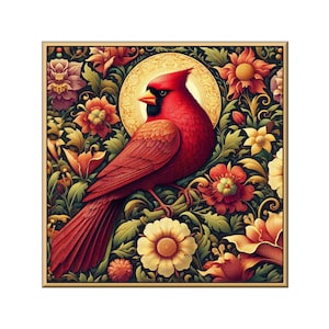 Cardinal Ceramic Tile Mural: William Morris Floral Backsplash