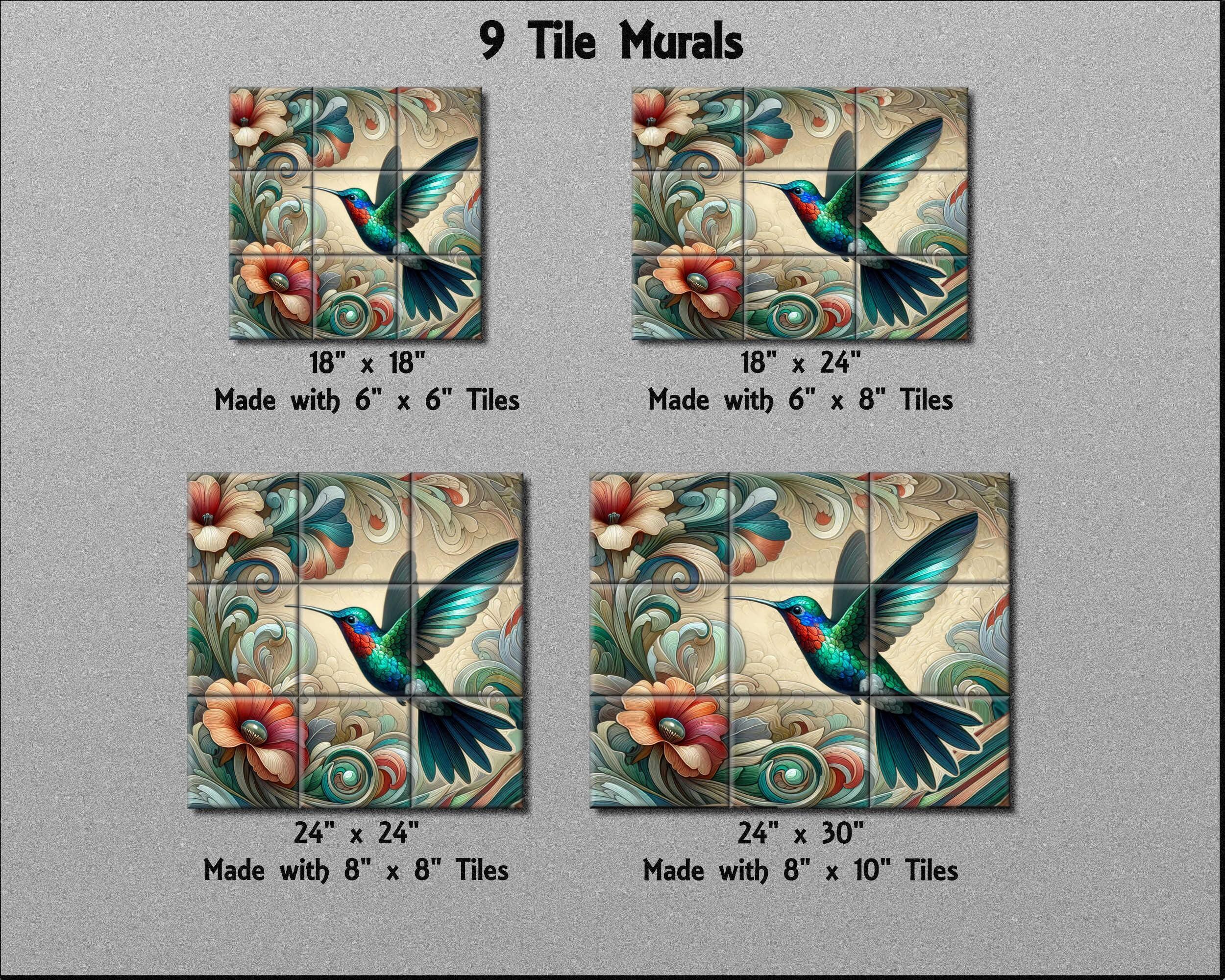 Hummingbird Tile Inlay Art Nouveau Hummingbird Ceramic Tile Mural: Kitchen Backsplash - Etsy