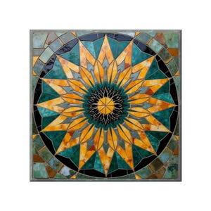 Ceramic Tile Mural: Vibrant Sunburst Design - Smooth Finish