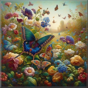 Art Nouveau Butterfly Ceramic Tile Mural: Kitchen Backsplash Art