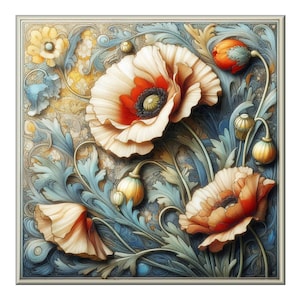 Art Nouveau Ceramic Tile Mural: Kitchen Backsplash, Bathroom Art