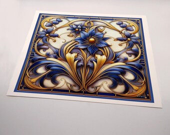 A Set of 3 Canvas Prints. Original Art; Art Nouveau Collection #7.  Ready to frame 8 x 10 canvas prints. Flowers on a swirling background.