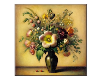 Ceramic Tile Mural - Flowers in Vase #4.  Great for Kitchen Backsplashes and Custom Bathroom Tile Projects, or for Framed Art.