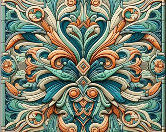 Art Deco Ceramic Tiles for Kitchen Backsplash and Bathroom Walls. Art Deco #31.  Available in Multiple Sizes.
