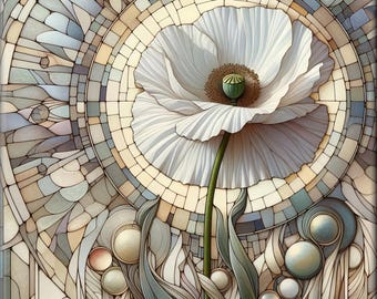 Ceramic Tile Mural - Art Nouveau Mosaic # 72.  Great for Kitchen Backsplashes and Custom Bathroom Tile Projects, or for Framed Art.