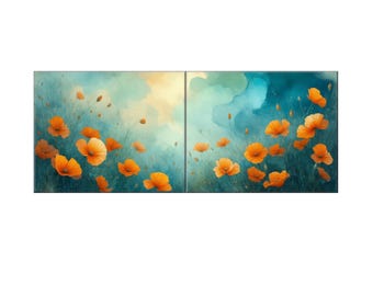 Wide Format Ceramic Tile Mural: Art Nouveau Floral Pattern (Kitchen or Bathroom Decor)