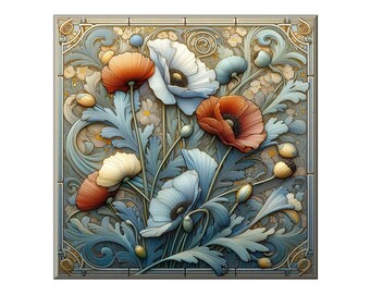 Ceramic Tile Mural - Art Nouveau # 42.  Great for Kitchen Backsplashes and Custom Bathroom Tile Projects, or for Framed Art.