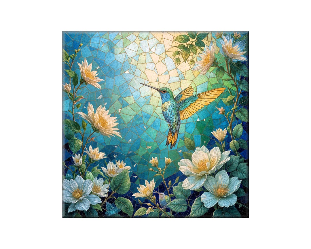 Hummingbird Tile Inlay Hummingbird Ceramic Tile: Handmade Garden Art, Glossy Finish - Etsy