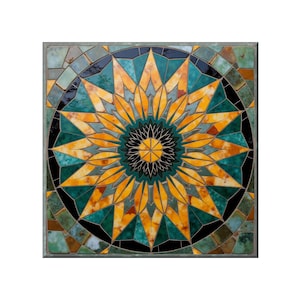 Ceramic Tile Mural: Vibrant Sunburst Design - Smooth Finish
