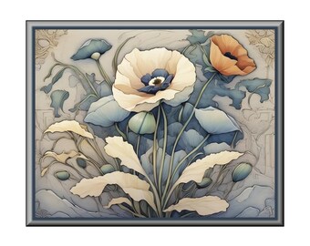 Ceramic Tile Mural - Art Nouveau # 82.  Great for Kitchen Backsplashes and Custom Bathroom Tile Projects, or for Framed Art.