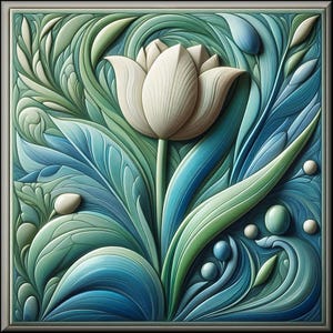 Ceramic Tile Mural - Art Nouveau # 28.  Great for Kitchen Backsplashes and Custom Bathroom Tile Projects, or for Framed Art.