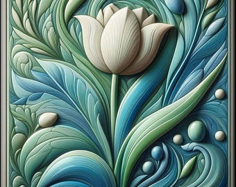 Ceramic Tile Mural - Art Nouveau # 28.  Great for Kitchen Backsplashes and Custom Bathroom Tile Projects, or for Framed Art.