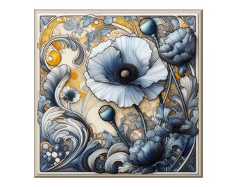 Ceramic Tile Mural - Art Nouveau # 46.  Great for Kitchen Backsplashes and Custom Bathroom Tile Projects, or for Framed Art.