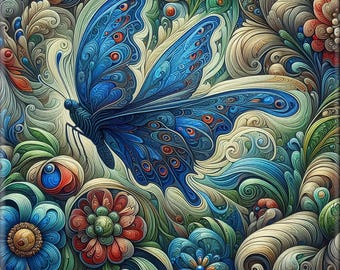 Ceramic Tile Mural - Art Nouveau Butterfly # BF010.  Great for Kitchen Backsplashes and Custom Bathroom Tile Projects, or for Framed Art.