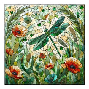 Dragonfly Ceramic Tile Mural: Kitchen Backsplash Art