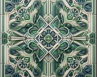 Art Deco Ceramic Tiles for Kitchen Backsplash and Bathroom Walls. Art Deco #33.  Available in Multiple Sizes.