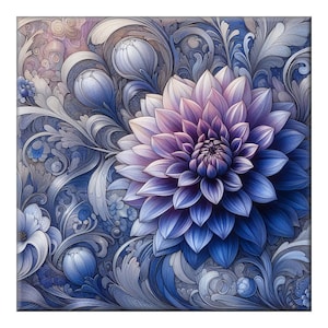 Ceramic Tile Mural, Art Nouveau  #109.  A ceramic tile mural of flowers against a flowing, floral background.