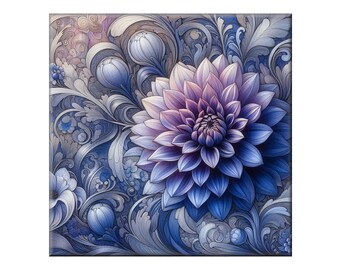 Ceramic Tile Mural, Art Nouveau  #109.  A ceramic tile mural of flowers against a flowing, floral background.