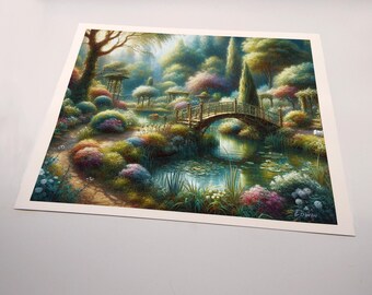 A Set of 4 Canvas Prints. Original Art; French Garden Collection.  Frameable 8 x 10 canvas prints.  A painting inspired by Monet's Garden.