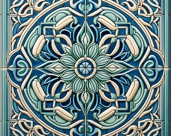 Art Deco Ceramic Tiles for Kitchen Backsplash and Bathroom Walls. Art Deco #36.  Available in Multiple Sizes.