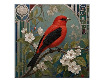 Colorful Songbird Ceramic Tile - Gloss or Satin Wall Art