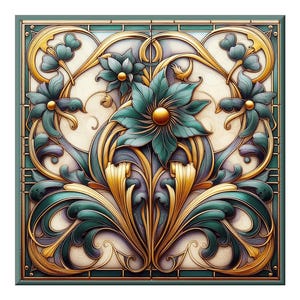 Ceramic Tile Mural - Art Nouveau #6G.  Great for Kitchen Backsplashes and Custom Bathroom Tile Projects, or for Framed Art.