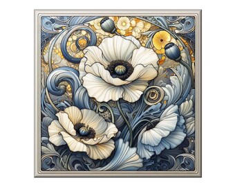 Art Nouveau Ceramic Tile Mural # 44.  Great for Kitchen Backsplashes and Custom Bathroom Tile Projects, or for Framed Art.