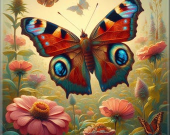 Ceramic Tile Mural - Art Nouveau Butterfly # BF013.  Great for Kitchen Backsplashes and Custom Bathroom Tile Projects, or for Framed Art.