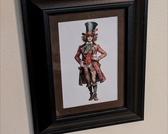 Framed Mad Hatter Picture | 8" x 10"  Black Wooden Frame with 5 x 7 Print