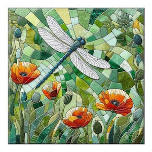 Dragonfly Ceramic Tile Mural: Kitchen Backsplash and Bathroom Art