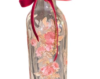 Full sized beautifully decorated oil bottle.