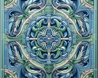 Art Deco Ceramic Tiles for Kitchen Backsplash and Bathroom Walls. Art Deco #32.  Available in Multiple Sizes.