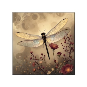 Ceramic Tile Art: Dragonfly Design - Glossy, Handcrafted Accent