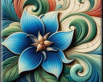 Ceramic Tile Mural - Art Nouveau # 26.  Great for Kitchen Backsplashes and Custom Bathroom Tile Projects, or for Framed Art.