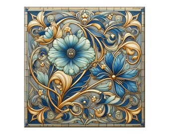 Ceramic Tile Mural - Art Nouveau # 12B .  Great for Kitchen Backsplashes and Custom Bathroom Tile Projects, or for Framed Art.