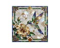 Artistic Ceramic Tile - Bright Hummingbird with GoldFlower