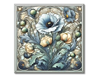 Ceramic Tile Mural - Art Nouveau # 50.  Great for Kitchen Backsplashes and Custom Bathroom Tile Projects, or for Framed Art.