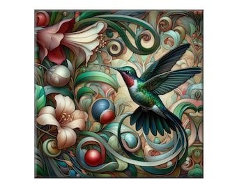 Ceramic Tile Mural - Hummingbird # 1.  Great for Kitchen Backsplashes and Custom Bathroom Tile Projects, or for Framed Art.