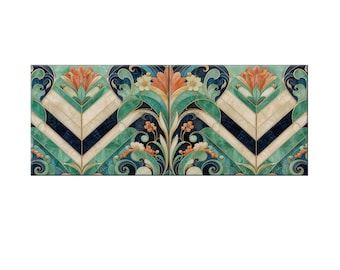 Ceramic Tile Mural: Art Deco Chevron Design, Wide Format
