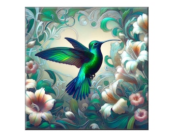 Ceramic Tile Mural - Hummingbird # 10.  Great for Kitchen Backsplashes and Custom Bathroom Tile Projects, or for Framed Art.