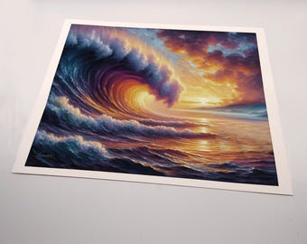 A Set of 3 Canvas Prints. Original Art; Magnificent Dawn Collection.  Ready to frame 8 x 10 canvas prints. A wild ocean at sunrise painting.