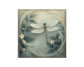 Dragonfly Ceramic Tile Mural: Misty Nature Art, Kitchen Backsplash
