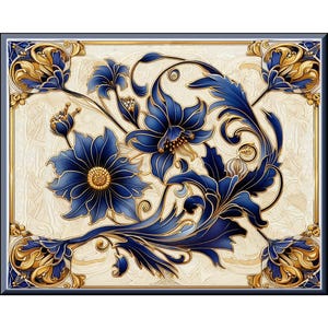 Ceramic Tile Mural - Art Nouveau # 1.  Great for Kitchen Backsplashes and Custom Bathroom Tile Projects, or for Framed Art.
