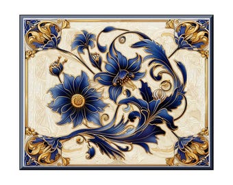 Ceramic Tile Mural - Art Nouveau # 1.  Great for Kitchen Backsplashes and Custom Bathroom Tile Projects, or for Framed Art.