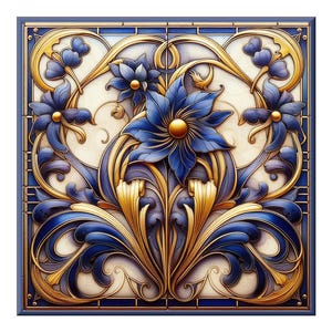 Ceramic Tile Mural - Art Nouveau #6.  Great for Kitchen Backsplashes and Custom Bathroom Tile Projects, or for Framed Art.